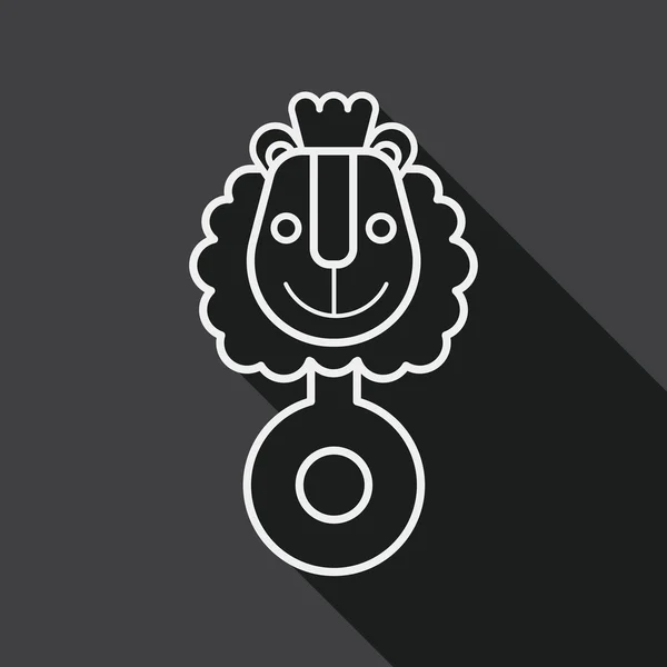 Baby rattle flat icon with long shadow, line icon — 图库矢量图片