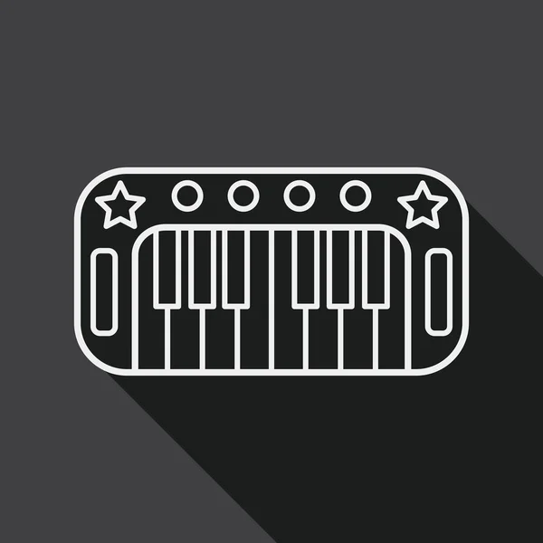 Piano icono plano con sombra larga, icono de línea — Vector de stock