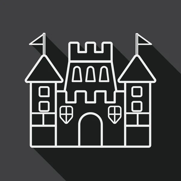 Castello icona piatta con lunga ombra, icona di linea — Vettoriale Stock