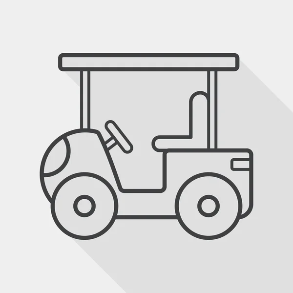 Trasporti Golf Cart icona piatta con lunga ombra, icona della linea — Vettoriale Stock