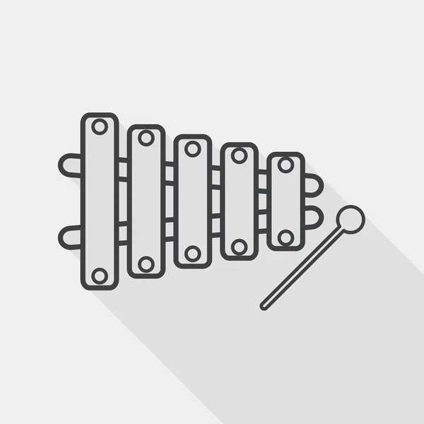 Xylophone flat icon with long shadow, line icon — ストックベクタ