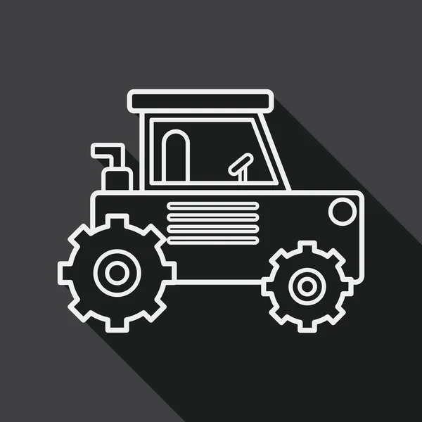 Transportation excavator flat icon with long shadow, line icon — Stockvector