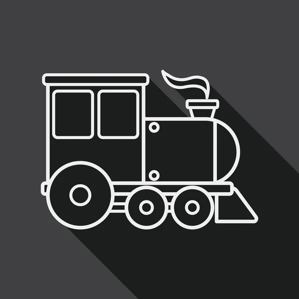 Transportation train flat icon with long shadow, line icon — Stok Vektör