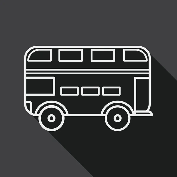 Bus de transport icône plate avec ombre longue, icône de ligne — Image vectorielle
