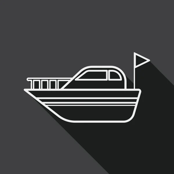 Yacht flat icon with long shadow, line icon — Stockvector