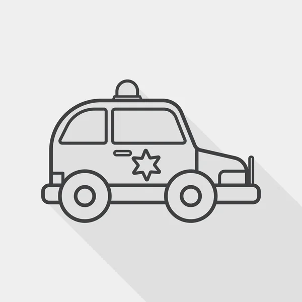 Trasporti polizia auto icona piatta con lunga ombra, icona di linea — Vettoriale Stock