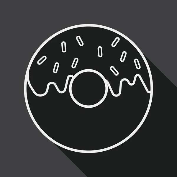 Donut icône plate avec ombre longue, icône de ligne — Image vectorielle