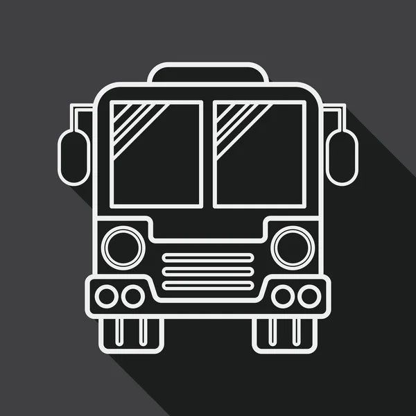 Транспорт Bus flat icon with long shadow, line icon — стоковый вектор