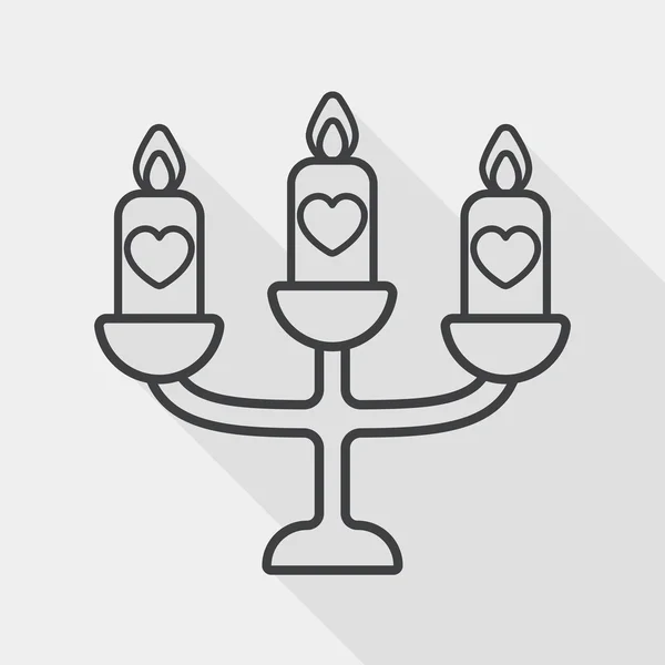 Wedding candle holder flat icon with long shadow, line icon — Wektor stockowy