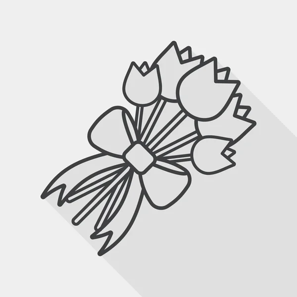 Hochzeitsblume flaches Symbol mit langem Schatten, Liniensymbol — Stockvektor