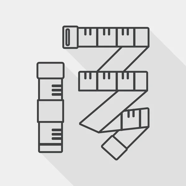Icona piatta a nastro di misura con ombra lunga, icona di linea — Vettoriale Stock