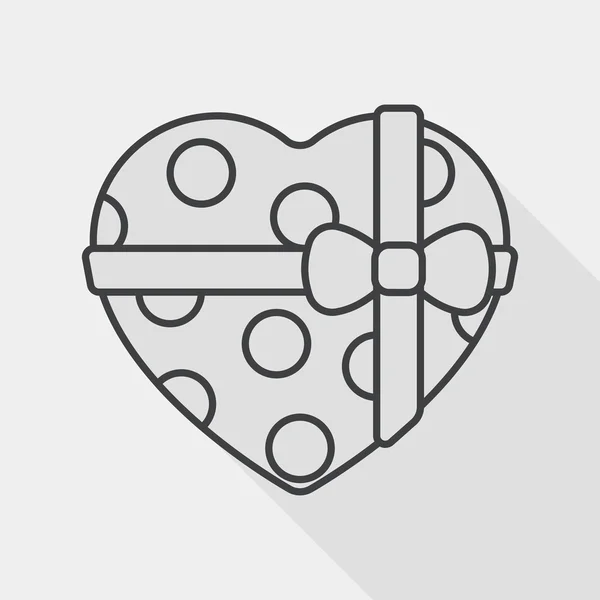 Caixa de casamento de cookies ícone plano com sombra longa, ícone de linha — Vetor de Stock