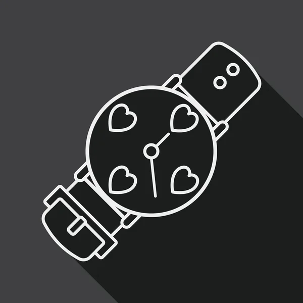 Valentine's Day couple watch flat icon with long shadow, line icon — Stockový vektor