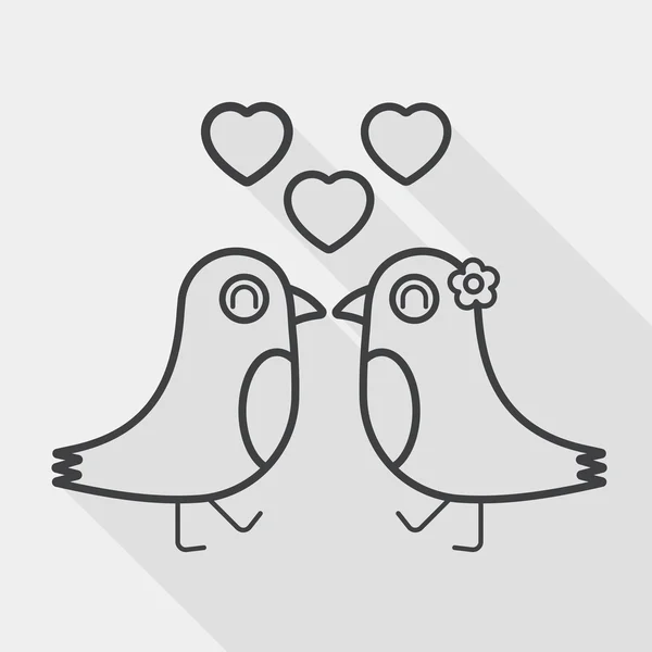 Valentine's Day lover bird flat icon with long shadow, line icon — Διανυσματικό Αρχείο