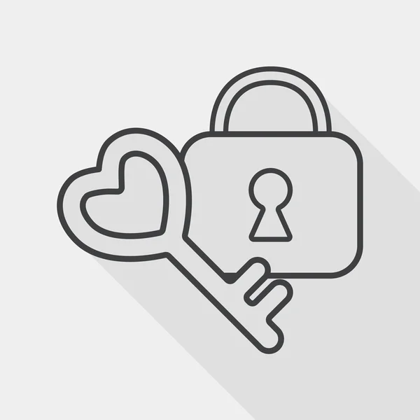 Valentine's Day lover lock flat icon with long shadow, line icon — Stockvector