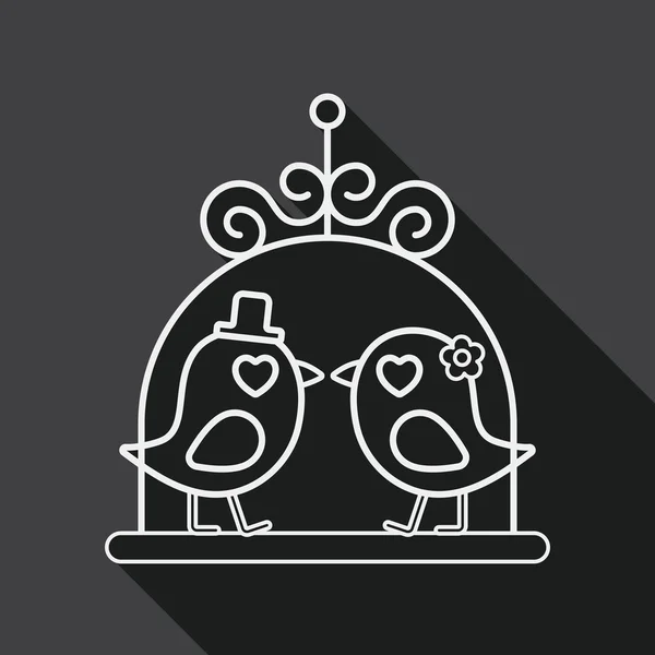 Wedding bird flat icon with long shadow, line icon — Stock Vector