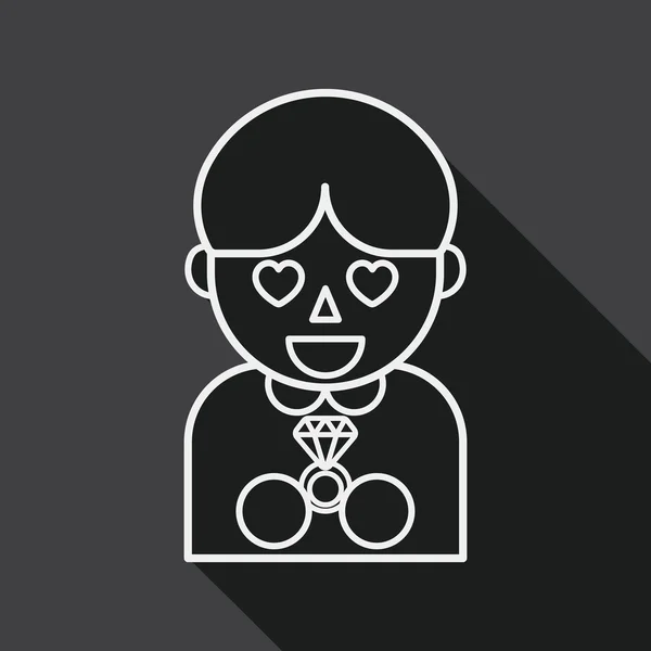 Wedding groom flat icon with long shadow, line icon — Διανυσματικό Αρχείο