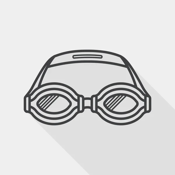 Swimming goggles flat icon with long shadow, line icon — 스톡 벡터