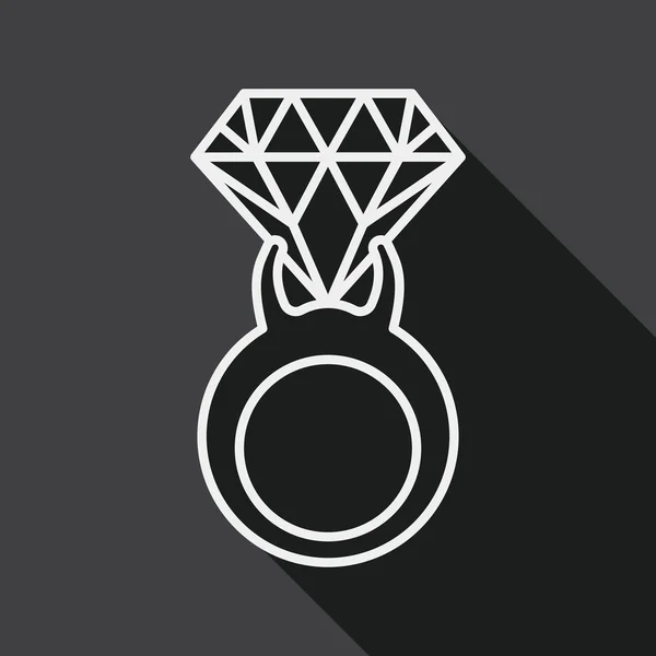 Vorschlag Diamant-Ring flache Sende-Symbol mit langem Schatten, Linie Symbol — Stockvektor