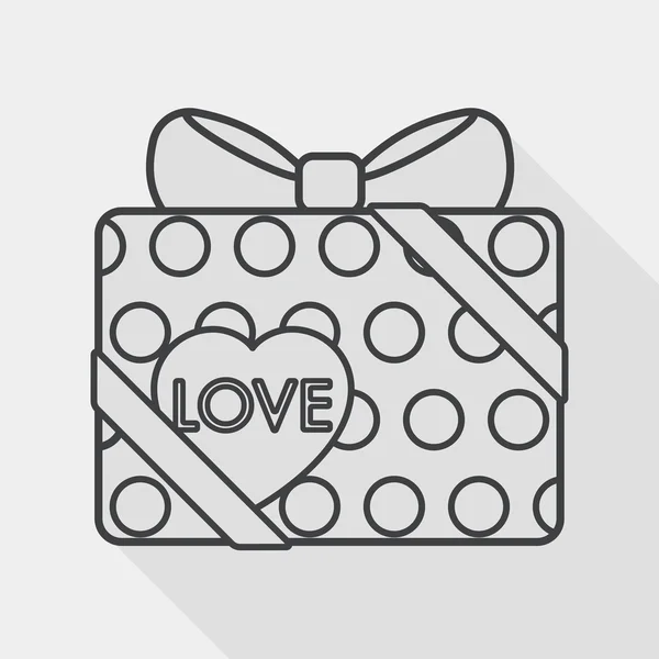 Saint Valentin cadeau icône plate avec ombre longue, icône de ligne — Image vectorielle