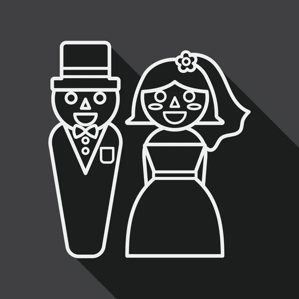 Pareja de boda icono plano con sombra larga, icono de línea — Archivo Imágenes Vectoriales