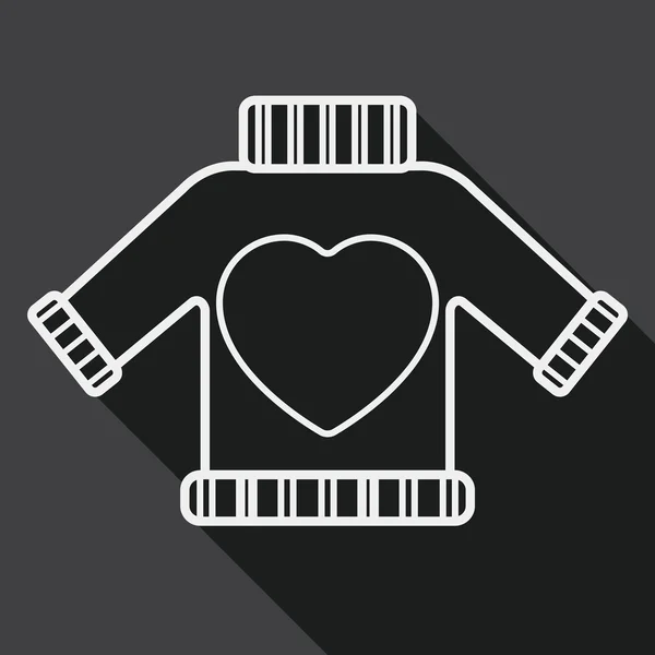 Valentine's Day clothes flat icon with long shadow, line icon — Stok Vektör