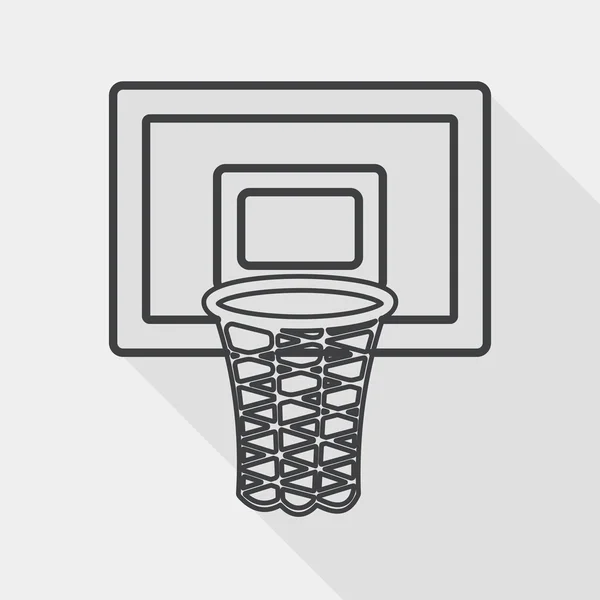 Basketball flache Ikone mit langem Schatten, Liniensymbol — Stockvektor
