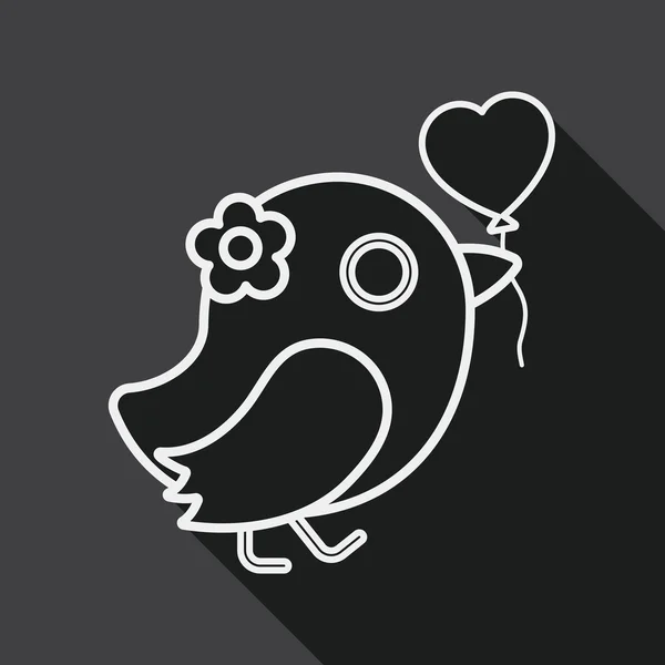 Wedding bird flat icon with long shadow, line icon — ストックベクタ