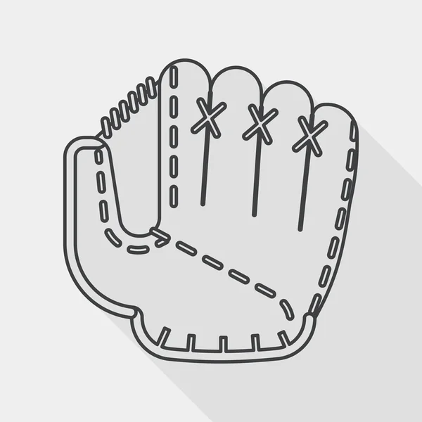 Baseball glove flat icon with long shadow, line icon — Stock Vector