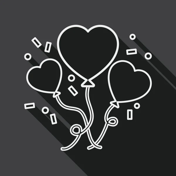 Wedding ballons flat icon with long shadow, line icon — ストックベクタ