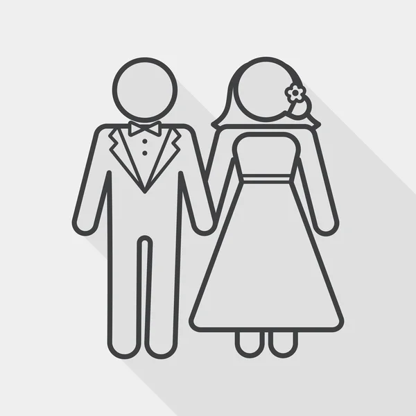 Wedding couple flat icon with long shadow, line icon — Stockový vektor