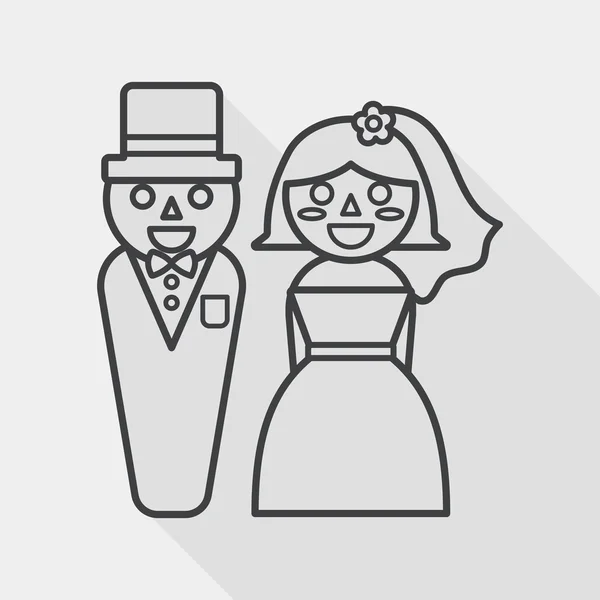 Wedding couple flat icon with long shadow, line icon — Stockvector