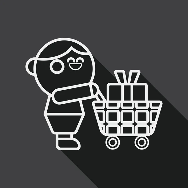 Shopping flat icon with long shadow, line icon — Stok Vektör