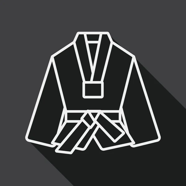 Karate vyhovovat ploché ikony s dlouhý stín, linie ikonu — Stockový vektor