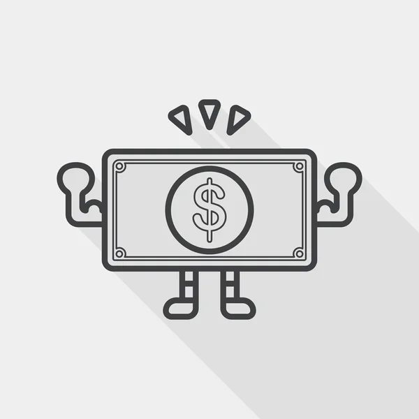 Comprar dinero en efectivo icono plano con sombra larga, icono de línea — Vector de stock
