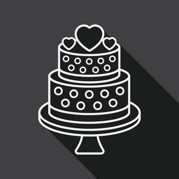 Wedding cake flat icon with long shadow, line icon — Stockový vektor