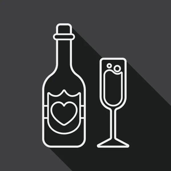 Wedding champagne flat icon with long shadow, line icon — Stockvector