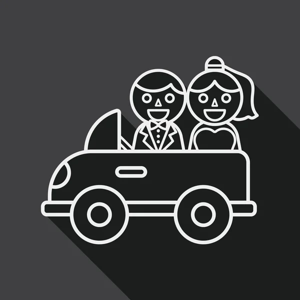 Icono plano de coche de boda con sombra larga, eps10, icono de línea — Archivo Imágenes Vectoriales