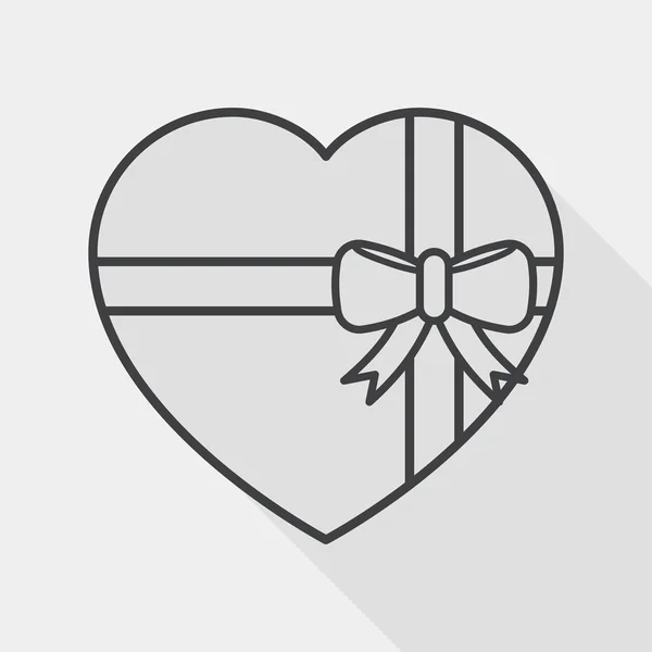 Valentine's Day present flat icon with long shadow, line icon — Stockový vektor