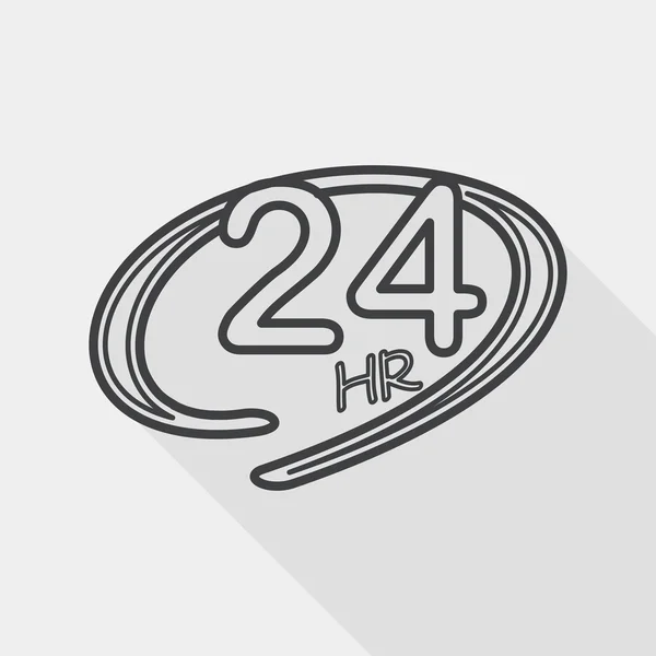 24 hours shop open flat icon with long shadow, line icon — Stockvector