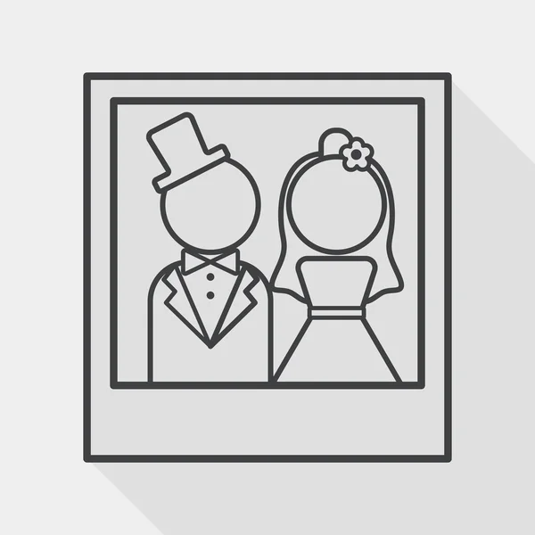 Icono plano de la foto de boda con sombra larga, icono de línea — Archivo Imágenes Vectoriales