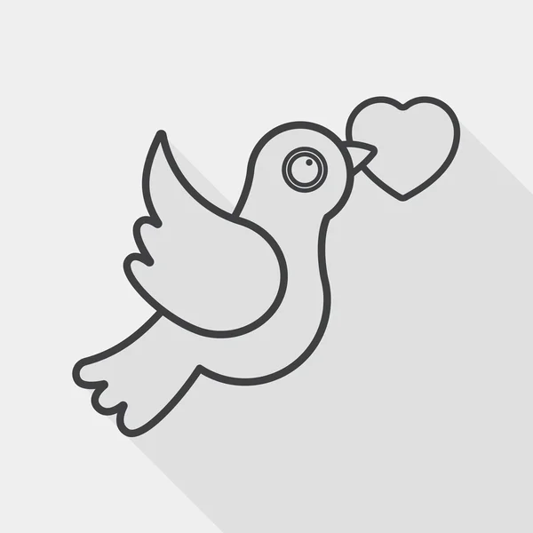 Wedding bird flat icon with long shadow, line icon — Stock Vector