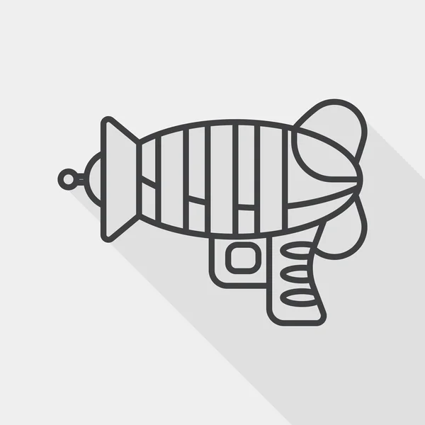 Pistolet spatial icône plate avec ombre longue, icône de ligne — Image vectorielle