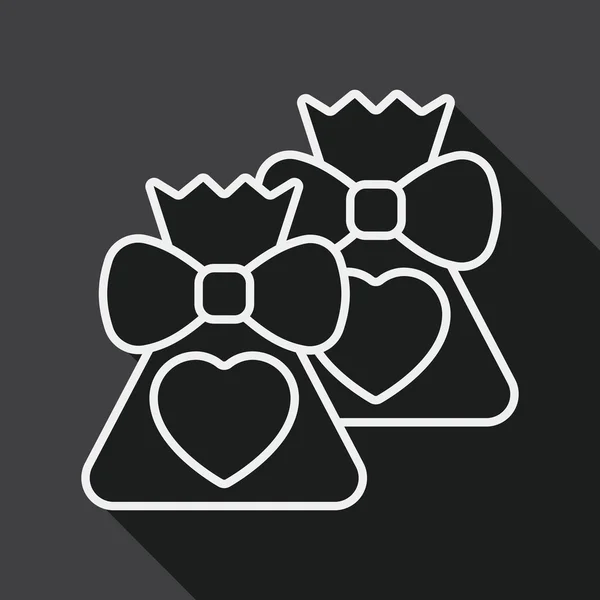 Regalo de boda icono plano con sombra larga, icono de línea — Vector de stock