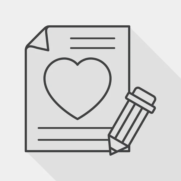 Valentine's day love letter flat icon with long shadow, line icon — Wektor stockowy