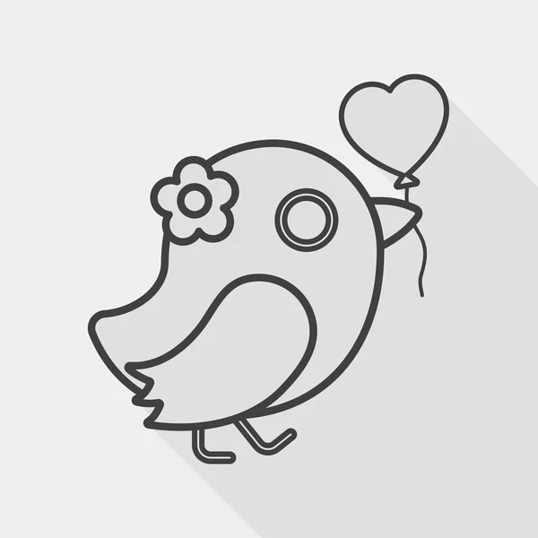 Wedding bird flat icon with long shadow, line icon — ストックベクタ