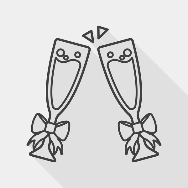 Valentine's day champagne flat icon with long shadow, line icon — Stock vektor