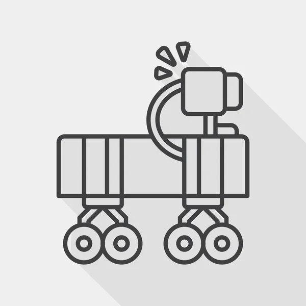 Icona piatto Space Rover con lunga ombra, icona della linea — Vettoriale Stock