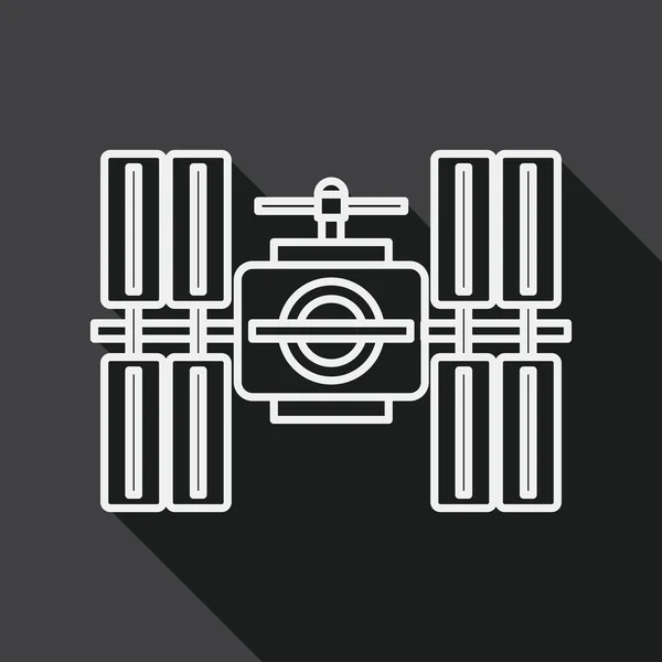 Space Satellite icona piatta con lunga ombra, icona della linea — Vettoriale Stock
