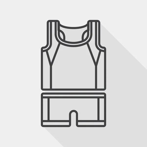 Икона баскетбольной одежды с длинной тенью, значок линии — стоковый вектор